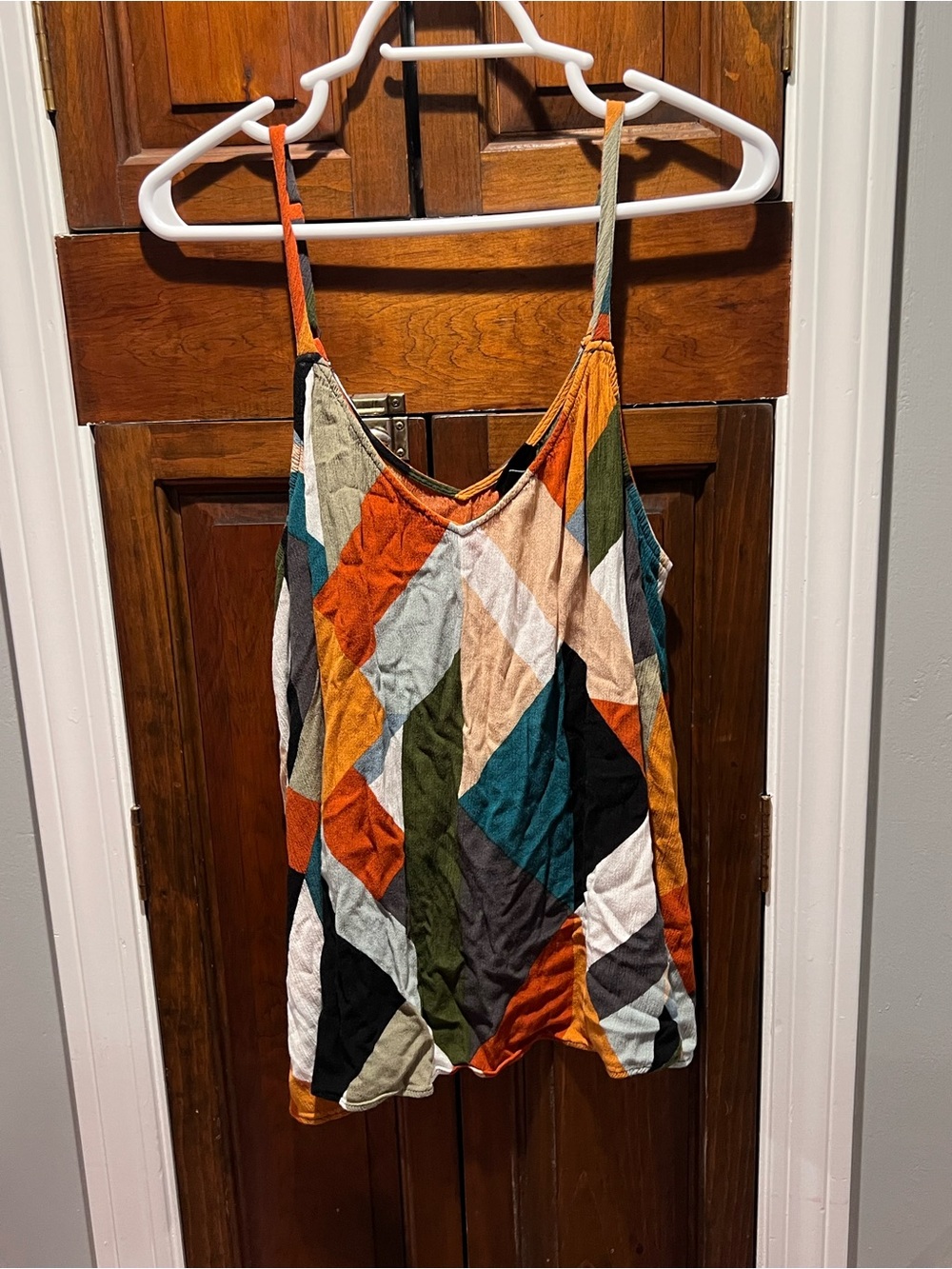 torrid Multicolor Geometric Strappy Tank - Orange, Teal, Olive, Black